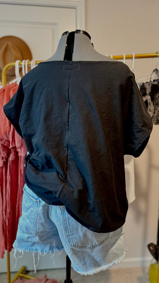 Willow Flowy Tee | Oversized Tee | Slouchy Tee Black - Wildflower Enchanted